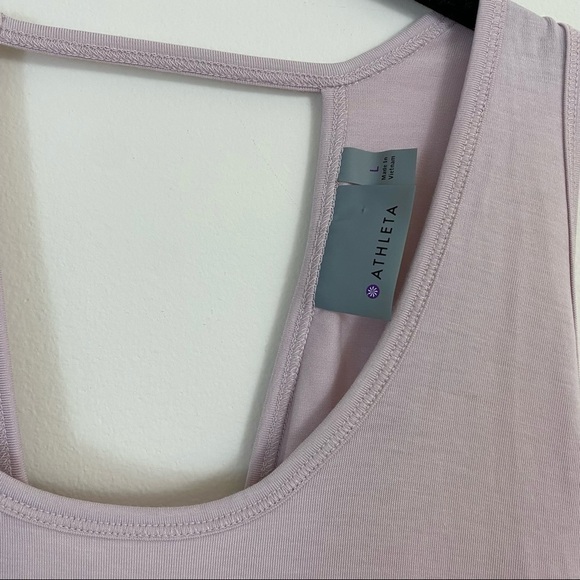 Athleta Essence Tie Open Back Criss Cross Lilac Pink Purple Tank Large - Picture 3 of 5